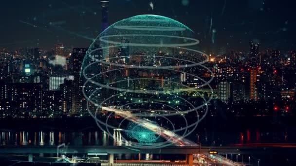 Global anslutning och nätmodernisering i smarta städer — Stockvideo