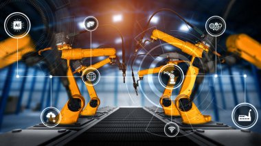 Fabrika üretim hattında montaj için mekanize endüstri robot kolu