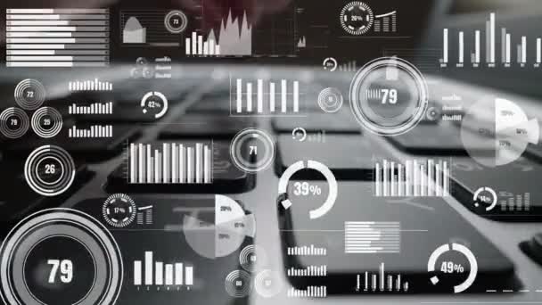 Visualisation créative du Big Data d'entreprise et analyse financière sur ordinateur — Video