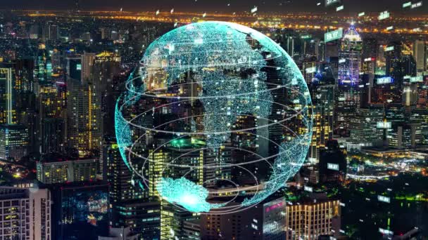 Connessione globale e modernizzazione della rete internet nelle smart city — Video Stock