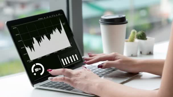 Dados visuais de negócios analisando a tecnologia por software de computador criativo — Vídeo de Stock