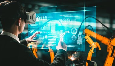 Dijital endüstri ve fabrika robotik teknolojisi için gelişmiş robot kol sistemi