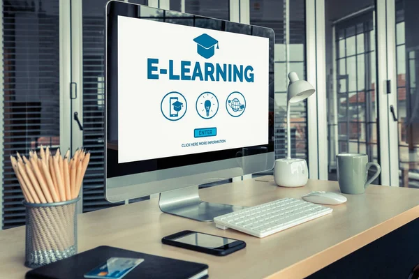 E-learning y Educación en Línea para Estudiantes y Conceptos Universitarios. —  Fotos de Stock