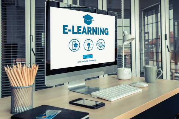 E-learning en online onderwijs voor studenten en universiteiten. — Stockfoto