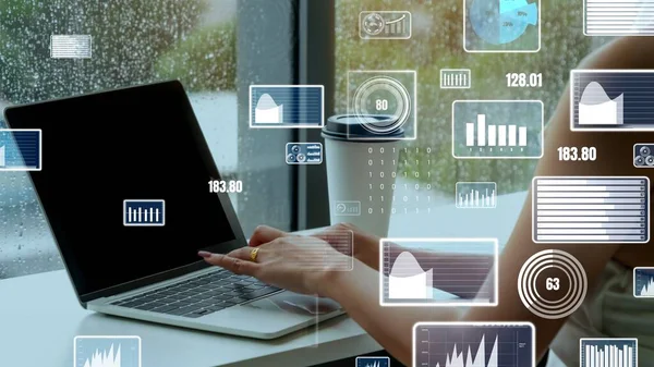 Creative visual of business data analyzing technology — Stock Photo, Image