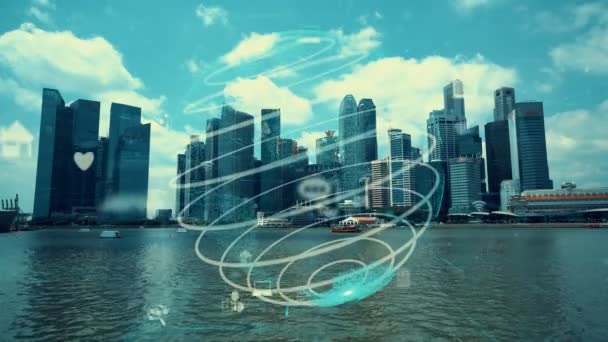 Globale Vernetzung und die Modernisierung des Internetnetzes in Smart City — Stockvideo