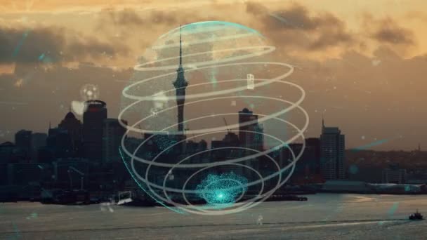 Globale Vernetzung und die Modernisierung des Internetnetzes in Smart City — Stockvideo