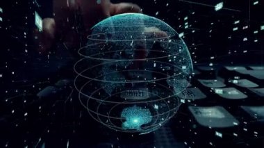 Matematik kodlama modernizasyonunun grafiğiyle çalışan adam