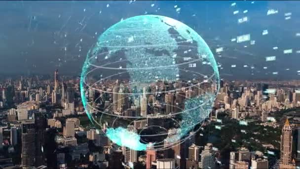 Παγκόσμια σύνδεση και εκσυγχρονισμός του δικτύου internet στην έξυπνη πόλη — Αρχείο Βίντεο