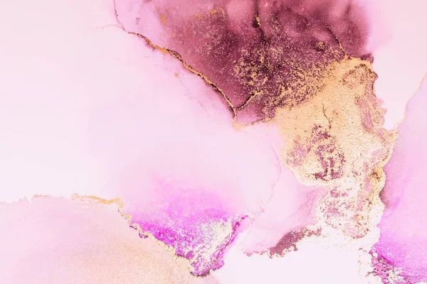 Oro rosa astratto sfondo di marmo liquido inchiostro arte pittura su carta . — Foto Stock
