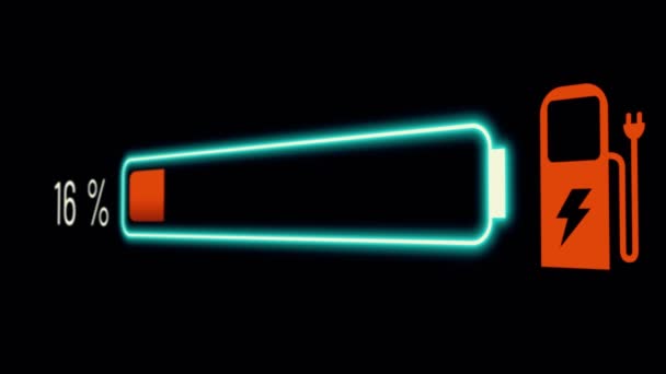 Baterai mobil listrik dalam dashboard pengisian aktif visioner — Stok Video