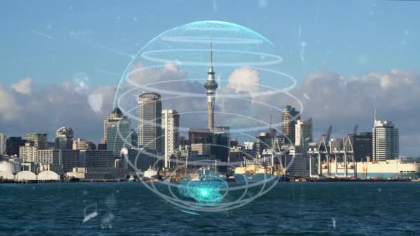 वैश्विक कनेक्शन और स्मार्ट शहर में इंटरनेट नेटवर्क आधुनिकीकरण — स्टॉक वीडियो