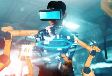 Mekanize endüstri robot kol kontrolü için VR teknolojisi