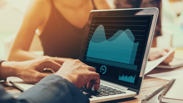 Dados visuais de negócios analisando a tecnologia por software de computador criativo — Vídeo de Stock