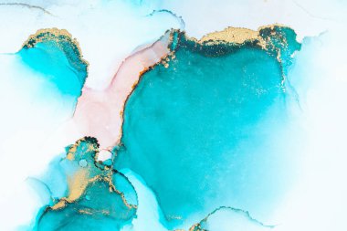 Kağıt üzerinde mermer sıvı mürekkep resminin lüks mavi soyut arkaplanı .