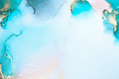 Kağıt üzerinde mermer sıvı mürekkep resminin lüks mavi soyut arkaplanı .