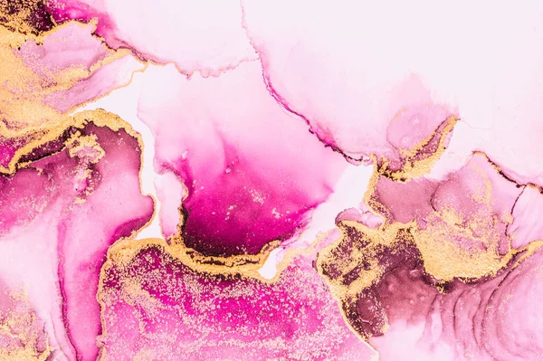 Oro rosa fondo abstracto de mármol tinta líquida pintura de arte sobre papel . — Foto de Stock