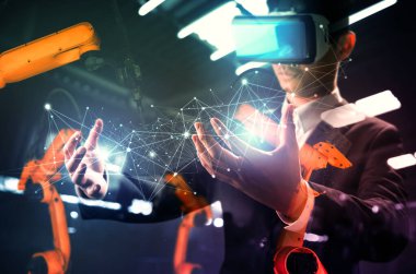 Mekanize endüstri robot kol kontrolü için VR teknolojisi