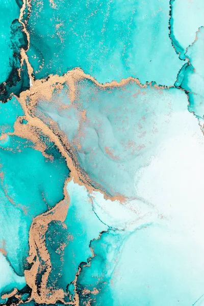 Oceán modrý abstraktní pozadí mramoru tekutý inkoust umění malba na papíře . — Stock fotografie