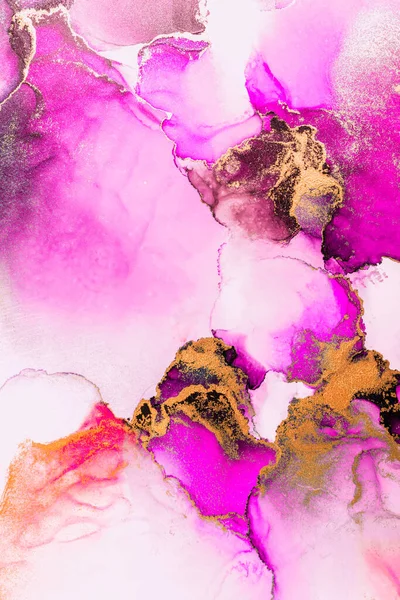 Roze goud abstracte achtergrond van marmer vloeibare inkt kunst schilderen op papier . — Stockfoto