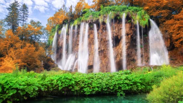 Naadloze lus Cinemagraph video van waterval landschap in Plitvice Meren Kroatië — Stockvideo