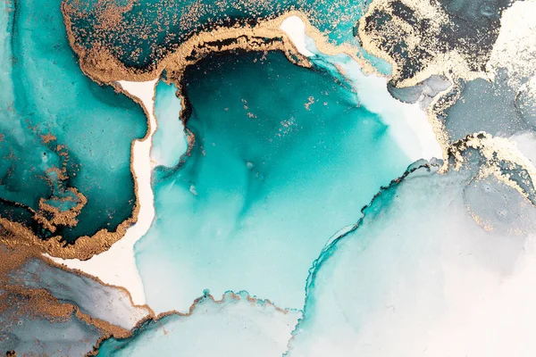 Fondo abstracto azul océano de mármol pintura de arte de tinta líquida sobre papel . — Foto de Stock