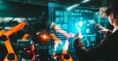 Dijital endüstri ve fabrika robotik teknolojisi için gelişmiş robot kol sistemi