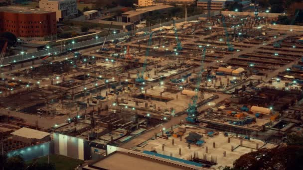 Intervalle de temps du chantier avec des machines de construction lourdes dans la métropole — Video