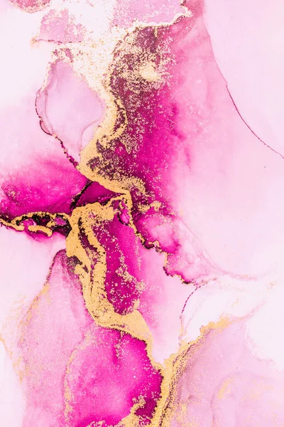 Or rose fond abstrait de marbre peinture à l'encre liquide art sur papier . — Photo