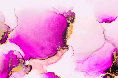Kağıt üzerinde mermer sıvı mürekkep resminin pembe altın soyut arkaplanı .