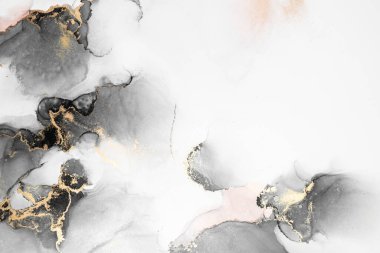 Kağıt üzerinde mermer sıvı mürekkep resminin siyah altın soyut arkaplanı .