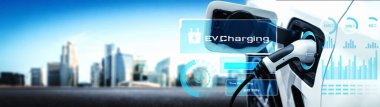 Alternatif yeşil enerji kavramında elektrikli araba şarj istasyonu