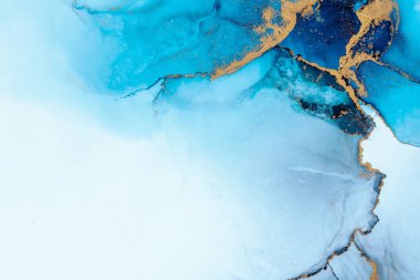 Kağıt üzerinde mermer sıvı mürekkep resminin lüks mavi soyut arkaplanı .