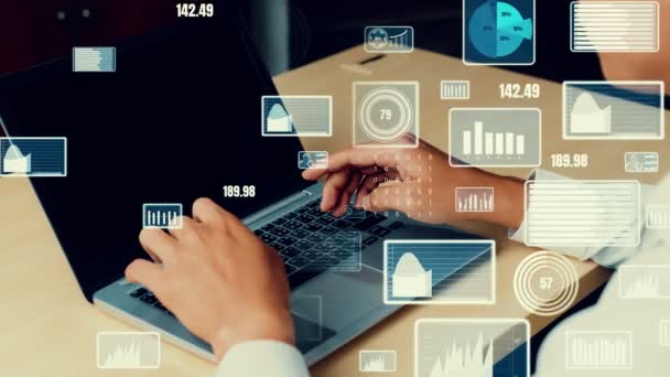 Visual criativo de dados de negócios analisando a tecnologia — Vídeo de Stock