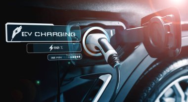 Alternatif yeşil enerji kavramında elektrikli araba şarj istasyonu