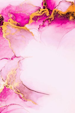 Kağıt üzerinde mermer sıvı mürekkep resminin pembe altın soyut arkaplanı .