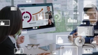 Şirket personeli toplantısındaki iş adamlarının yaratıcı görüntüsü