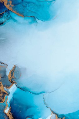 Kağıt üzerinde mermer sıvı mürekkep resminin lüks mavi soyut arkaplanı .