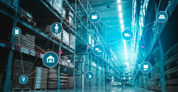 Smart warehouse management system with innovative internet of things technology — Stock Photo, Image