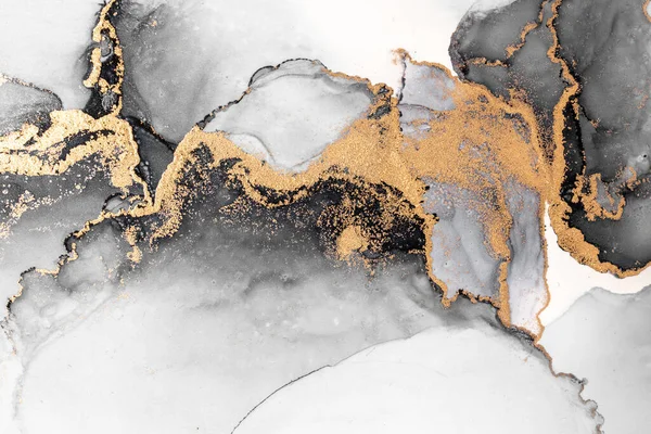 Черное золото абстрактный фон мрамора жидких чернил живописи на бумаге . — стоковое фото