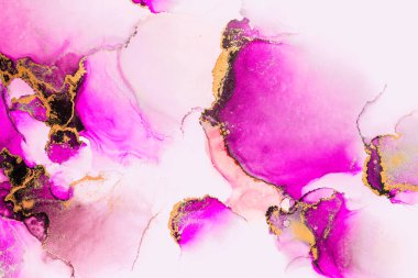 Kağıt üzerinde mermer sıvı mürekkep resminin pembe altın soyut arkaplanı .