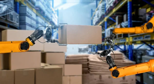 Inteligentní robotický ramenní systém pro inovativní skladové a výrobní digitální technologie — Stock fotografie