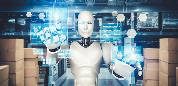 Innovative industry robot working in warehouse for human labor replacement — Stock Photo, Image