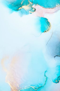 Kağıt üzerinde mermer sıvı mürekkep resminin lüks mavi soyut arkaplanı .