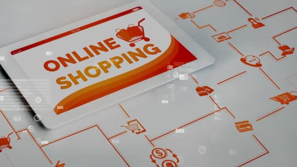 Shopping online och Internet pengar teknik konceptuell — Stockvideo
