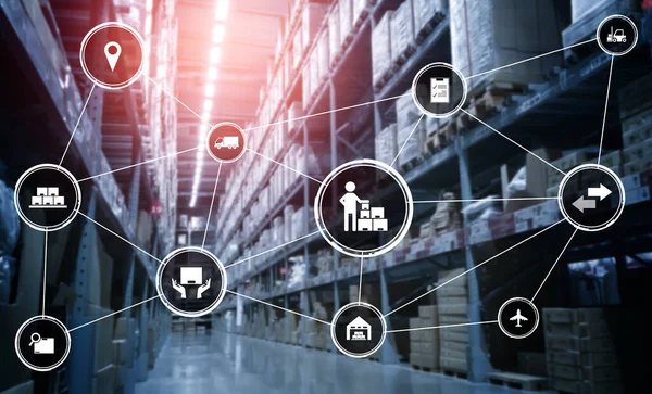 Smart Warehouse Management System mit innovativer Internet der Dinge-Technologie — Stockfoto