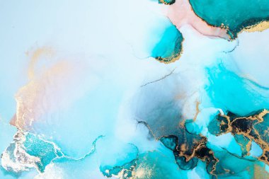 Kağıt üzerinde mermer sıvı mürekkep resminin lüks mavi soyut arkaplanı .