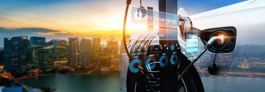 Alternatif yeşil enerji kavramında elektrikli araba şarj istasyonu