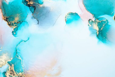 Kağıt üzerinde mermer sıvı mürekkep resminin lüks mavi soyut arkaplanı .