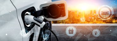 Alternatif yeşil enerji kavramında elektrikli araba şarj istasyonu